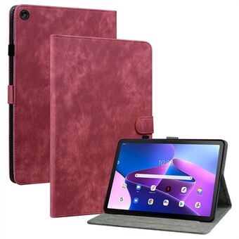 For Lenovo Tab M10 (Gen 3) TB-328FU / TB-328XU TPU+PU Leather Scratch-Proof Case Søtt Tigermønster Inngravert Tablettdeksel med Stativ / Kortplass