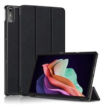 For Lenovo Tab P11 Gen 2 PU-lær-etui i ensfarget, solid skinn, med trippel brettbar støtte og automatisk våkne-/sovemodus smartdeksel.