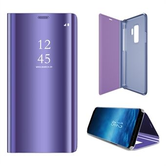 For Samsung Galaxy S9 + belagt speil Overflateinformasjon Se Smart lærvesketilbehør