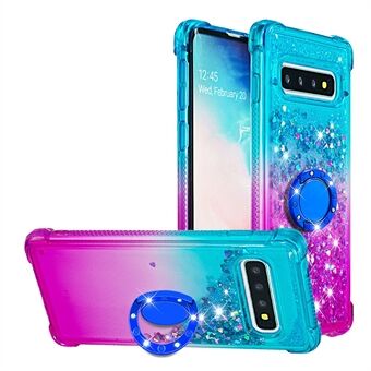 Ring Stativ Fasjonabel Gradient Quicksand Slitesterk TPU-telefonveske Shell for Samsung Galaxy S10 4G