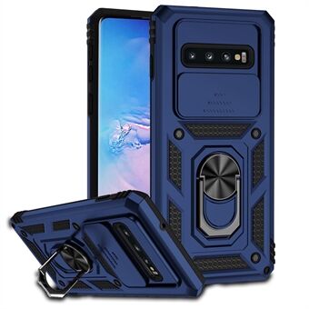 Metal Ring Kickstand Anti-drop-deksel til Samsung Galaxy S10 4G, skyvekamerabeskyttelse PC + TPU Hybrid-telefondeksel