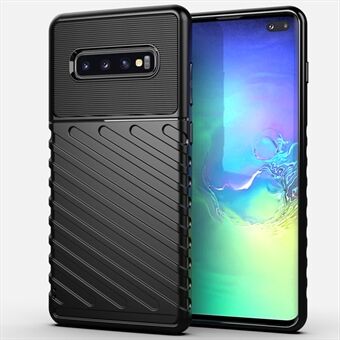 Thunder Series Twill Skin Texture Myk TPU Bakside Mobiltelefondeksel for Samsung Galaxy S10 Plus