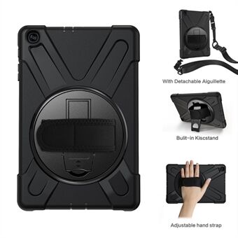 360° Roterbar PC + Silikon Kombinasjon Kickstand Skall med Skulderstropp for Samsung Galaxy Tab A 10.1 (2019) SM-T515