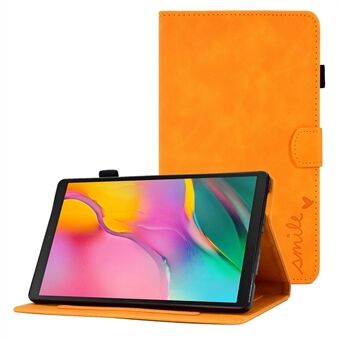 For Samsung Galaxy Tab A 10.1 (2019) SM-T510 PU Lær Tablet Etui Kortspor Folio Stativ Mønster Preget Deksel med Pennholder, Auto Wake / Sleep