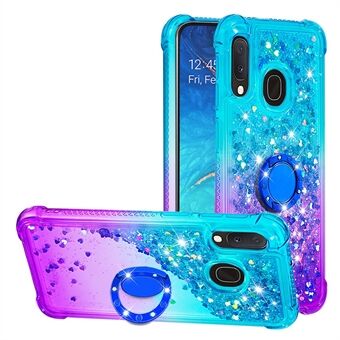 Ring Kickstand Precise Cut-outs Gradient Quicksand TPU Phone Case Cover for Samsung Galaxy A10e/A20e