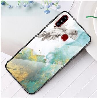 Marble Texture Tempered Glass + PC + TPU Hybrid Phone Cover for Samsung Galaxy A20s