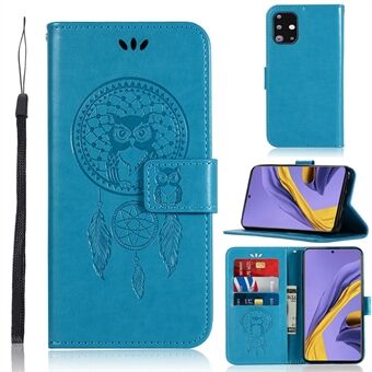 Imprinted Dream Catcher Owl Leather Wallet Case til Samsung Galaxy A51