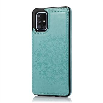 Imprint Mandala Flower PU Leather + TPU Hybrid Kickstand Mobiltelefonveske til Samsung Galaxy A51 SM-A515