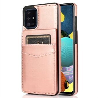 For Samsung Galaxy A51 4G SM-A515 PU-skinn + TPU-telefondeksel med kortholder og stativ