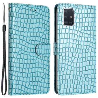 For Samsung Galaxy A51 4G SM-A515 Crocodile Texture Stand Cover Lærlommebok Design Telefonveske med stropp