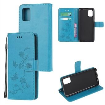 Imprint Butterfly Flower Surface PU Leather Flip Case for Samsung Galaxy A71