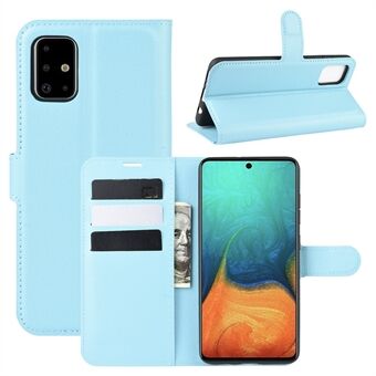 Litchi Skin Leather Wallet Case for Samsung Galaxy A71 Justerbar Stand Design Telefonveske