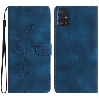 Stand for Samsung Galaxy A71 4G SM-A715 PU-skinnblomsteravtrykk lommeboktelefondeksel