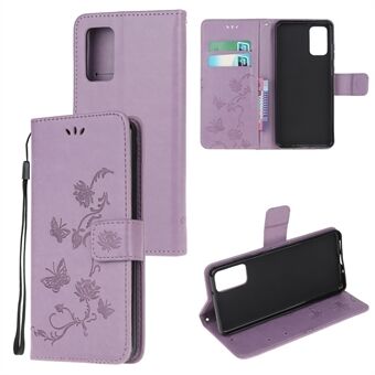 For Samsung Galaxy S20 Plus Imprint Butterfly Flower Wallet Skinn mobildeksel