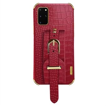 For Samsung Galaxy S20 Plus 5G / 4G Crocodile Texture Armbåndsveske 6D galvanisering PU-skinn + TPU-telefondeksel