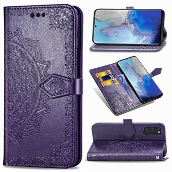 Preget Mandala Flower Wallet Stand beskyttelsesdeksel for Samsung Galaxy S20