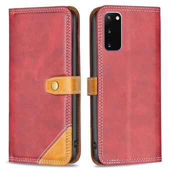 BINFEN COLOR BF Leather Series-8 for Samsung Galaxy S20 4G/5G Anti-drop telefonveske Doble sømlinjer Skjøting av skinnkortholder Stand