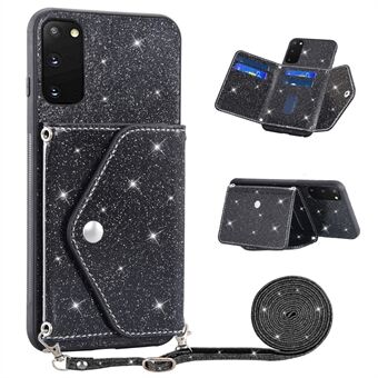 For Samsung Galaxy S20 4G / 5G telefondeksel Trekantkortholder Kickstand PU-skinn+TPU-telefondeksel