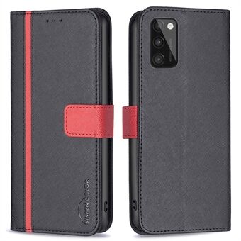 BINFEN FARGE For Samsung Galaxy A41 (global versjon) BF Leather Series-9 Style 13 PU-skinn Anti- Scratch Telefonveske Stand Cross Texture Splicing Lommebokdeksel