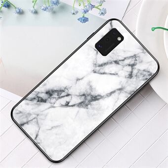 Marmormønster herdet glassveske PC TPU Hybrid Shell for Samsung Galaxy A41 (global versjon)