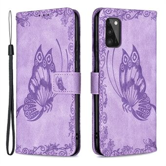 Imprint Butterfly Flower Leather Wallet Stand Case for Samsung Galaxy A41 (Global versjon)