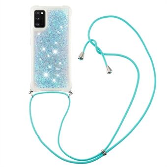 Glitter Quicksand Drop-proof Anti-ripe mykt TPU-telefondeksel med justerbar ledning for Samsung Galaxy A41 (global versjon)