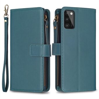 BF Style-19 for Samsung Galaxy A41 (global versjon) PU-skinn telefondeksel med glidelås Stand lommebokdeksel