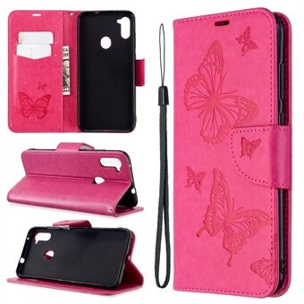 Imprint Butterflies Wallet Stand Flip Leather Case for Samsung Galaxy A11 (EU Version) / M11