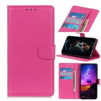 Litchi Skin Leather Lommebok Telefonveske til Samsung Galaxy A21s, Stand Flip Støtsikker smarttelefonbeskytter