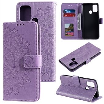 Imprint Flower Leather Wallet Kult telefondeksel til Samsung Galaxy A21s