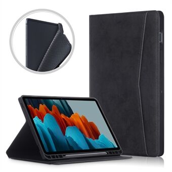 Matte PU-lær-nettbrettfutteral med penge lomme for Samsung Galaxy Tab S7 / Tab S8 - Svart