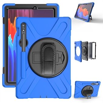 For Samsung Galaxy Tab S7 T870 T875 / S8 360° Svivl Støtteben PC + Silikon Tablett Kombi Skall [Innebygd Håndholder Stropp]