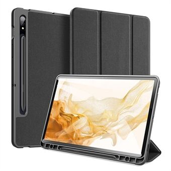 DUX DUCIS DOMO-serien PU-lær Trikkfôret Etui med Stativ for Samsung Galaxy Tab S7 / Tab S8, Auto Sleep/Wake Full Body Beskyttende Flip-etui med Pennholder