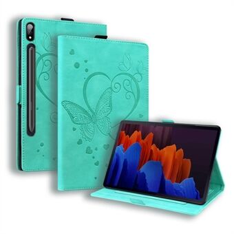 For Samsung Galaxy Tab S9 FE / S9 / S8 / S7 PU lær imprinted sommerfugl flippe nettbrettetui med kortspor og pennholder.