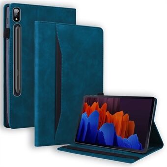 For Samsung Galaxy Tab S9 FE / S9 / S8 / S7 PU-lærer forretning lommebok beskyttende deksel med stativ og støtdemping og pennholder