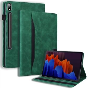 For Samsung Galaxy Tab S9 FE / S9 / S8 / S7 PU-lærforretning lommebok beskyttelsesetui stativ støtsikkert deksel med pennholder