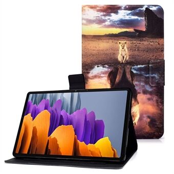 For Samsung Galaxy Tab S7 T870/Galaxy Tab S8 X700 X706 er dette et trykt lær-tablet-etui med beskyttende deksel som forhindrer fall.