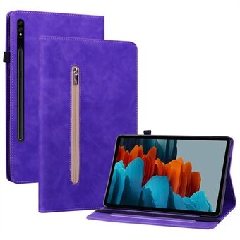 For Samsung Galaxy Tab S7/S8, et anti-drop solid farget nettbrettetui med glidelomme, PU-skinn nettbretbeskyttende deksel, lommebokstativ.