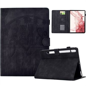 For Samsung Galaxy Tab S8 X700 X706 / S7 T870 T875 Etui Katter Preget PU Lær Kortplasser Nettbrettdeksel