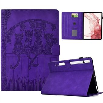 For Samsung Galaxy Tab S8 X700 X706 / S7 T870 T875 Etui Katter Pregede PU Lær Kortspor Nettbrettdeksel