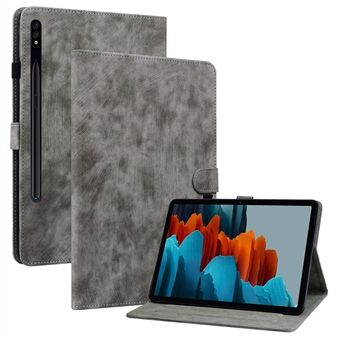 For Samsung Galaxy Tab S7 / S8 Anti-Drop TPU+PU-lærdeksel Søtt tigermønster Inngravert etui Støtsikkert Automatisk våkne / sove-nettbrettbeskytter med stativ / kortspor