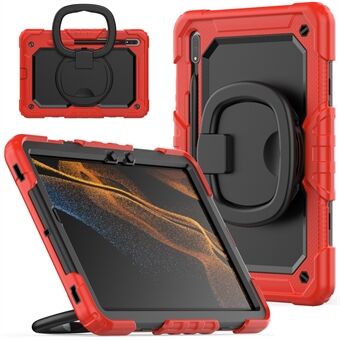 For Samsung Galaxy Tab S8 X700 / X706 (2022) / Tab S7 T870 / T875 (2020) Støtsikker Tablet-etui i PC + Silikon-deksel 360-graders roterbart stativetui med skulderrem.