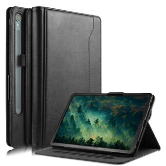 For Samsung Galaxy Tab S7 T870 T875 / Tab S8 / Tab S9 X710 / Tab S9 FE X510 Etui som kan vris og stå i lær til nettbrettet.