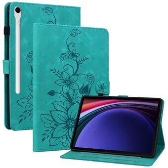 For Samsung Galaxy Tab S9 / Tab S7 / Tab S8 Deksel PU Lær + TPU Liljeblomst Tabletstativ Skall