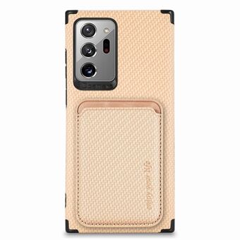 For Samsung Galaxy Note20 Ultra/Note20 Ultra 5G Brønnbeskyttelse Karbonfibertekstur PU-skinn + TPU + PVC-telefonveske med magnetisk absorpsjon avtakbar kortholder