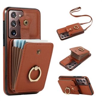 For Samsung Galaxy Note20 Ultra 5G / Note20 Ultra etui TPU+PU skinn med kortlomme og støttebein for telefonen.