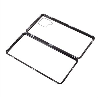 Ultraklart dobbeltsidig herdet glass + metallrammelåsinstallasjon Telefonveske for Samsung Galaxy A42 5G