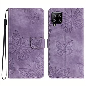 For Samsung Galaxy A42 5G- Stand PU-skinn-berøringsveske Butterfly-påtrykt telefonlommebokdeksel