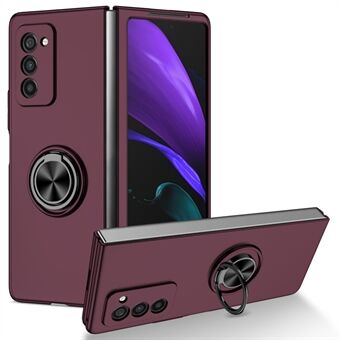 For Samsung Galaxy Z Fold2 5G Anti-scratch Hard PC Rotating Metal Ring Kickstand Phone Case Folding Shockproof Cover