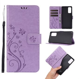 For Samsung Galaxy S20 FE 4G/5G/S20 Lite/S20 FE 2022 Butterfly Flower Imprinting Lærlommebok